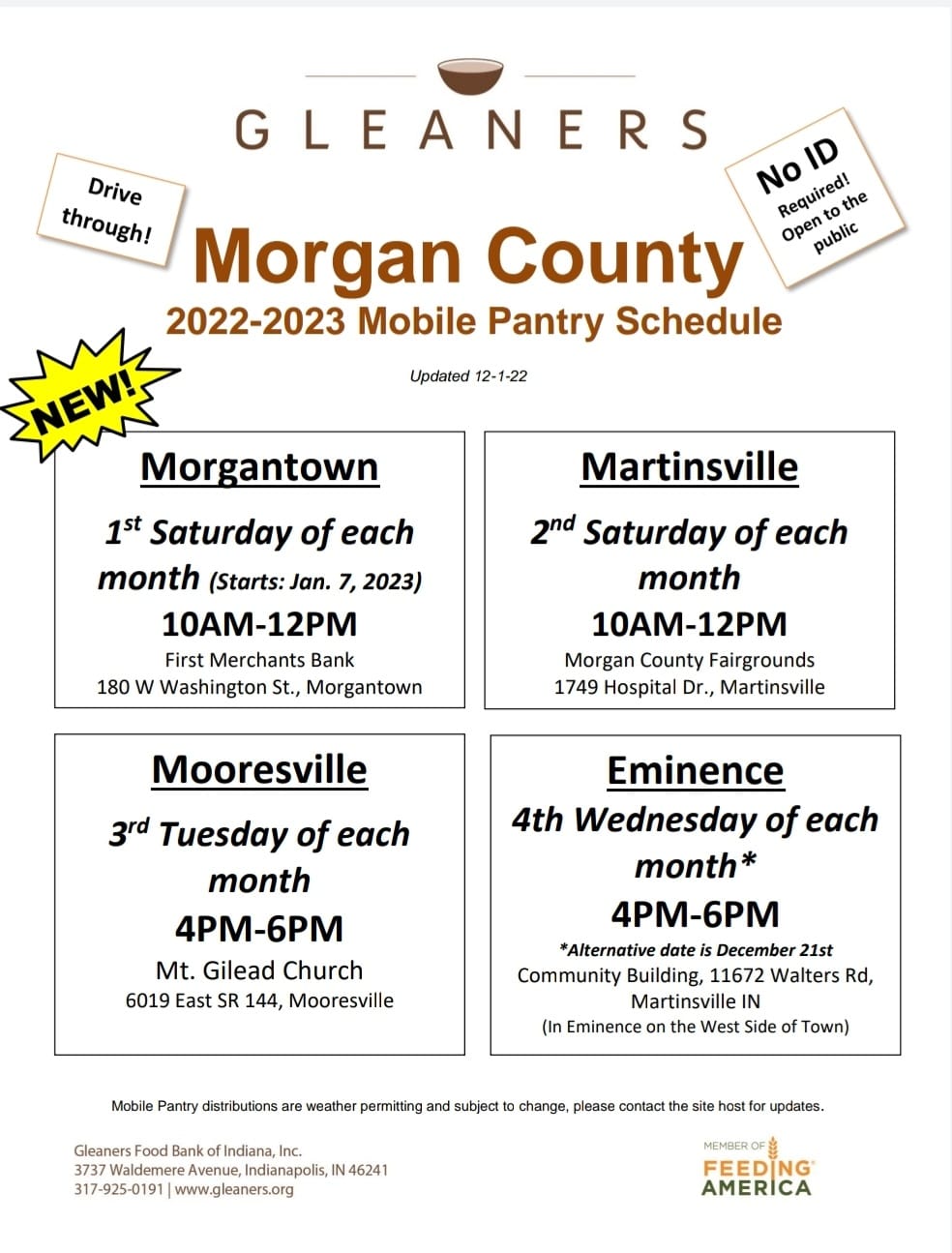 Gleaners releases 2023 schedule for the County Mobile Pantry