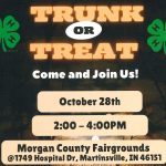 Morgan County 4-H junior leaders to host a trunk-or-treat on October 28th, 2:00 – 4:00 pm, at the fairgrounds