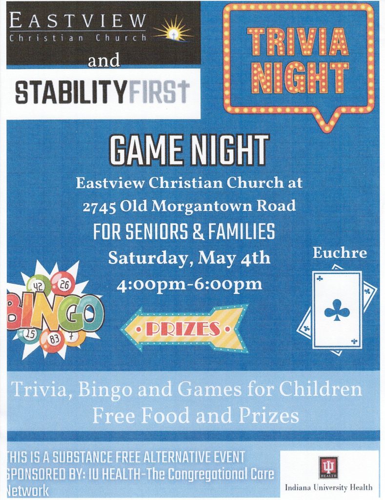 Game night/trivia night at Eastview - May 4th