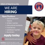  Now Hiring at MSD of Martinsville! 
